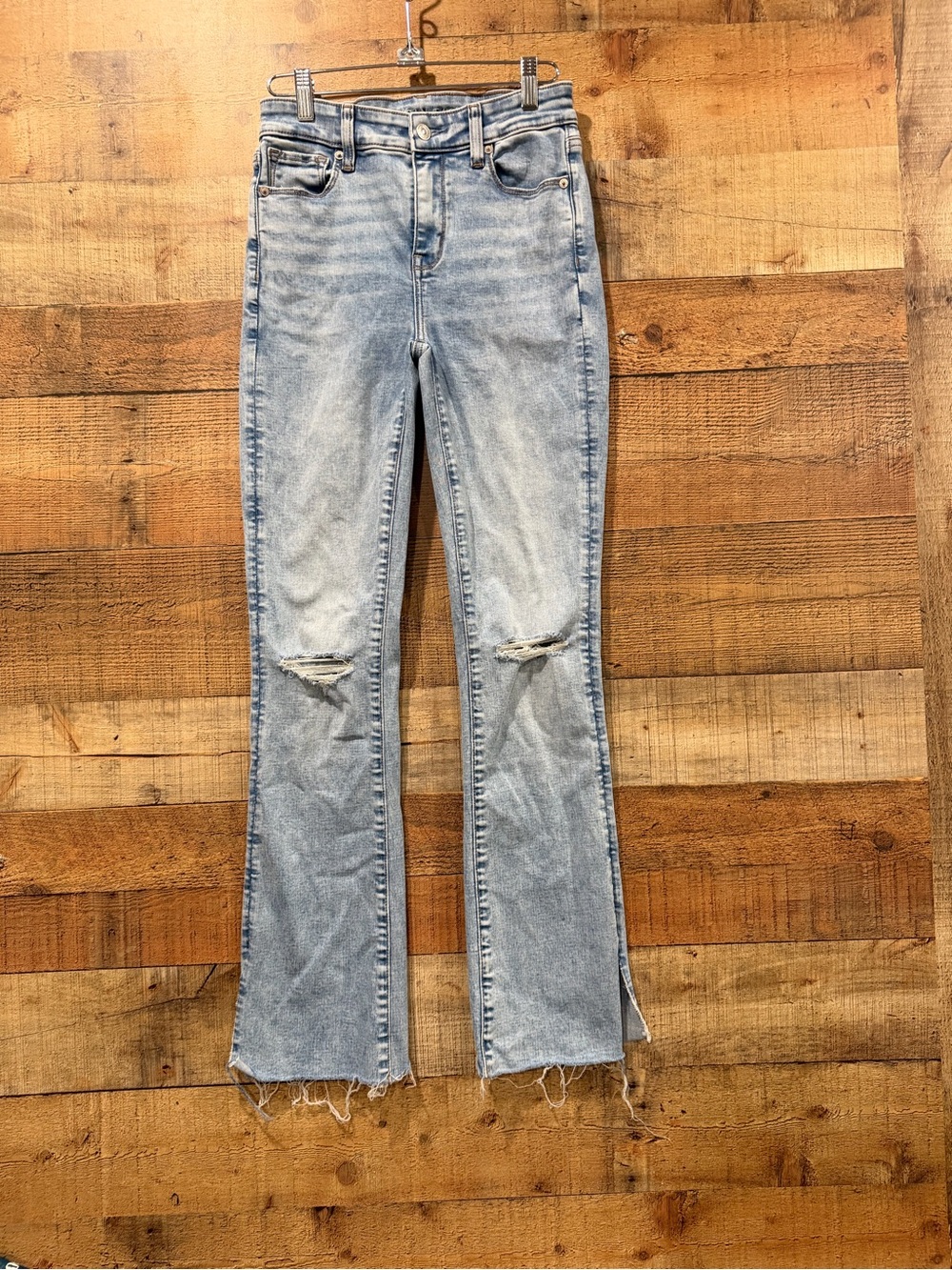 American Eagle Light Wash Distressed High-Rise Skinny Kick Boot Jeans Size 2 Reg